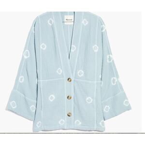 Madewell Shibori Lightspun Seamed Robe Jacket Glassware Blue Size Medium